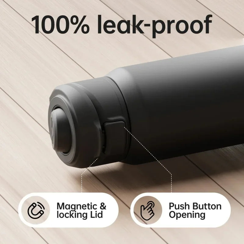710/950ML Stainless Steel Sports Water Bottle with Magnetic Phone Holder Bouncing Cover Insulation Cup Magnetic Thermos